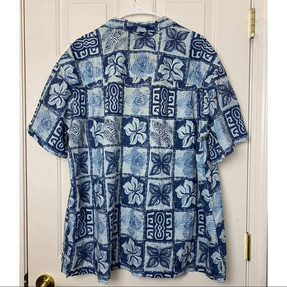 Merona Printed Button Down Shirt Floral Blue XXL - Picture 2 of 7